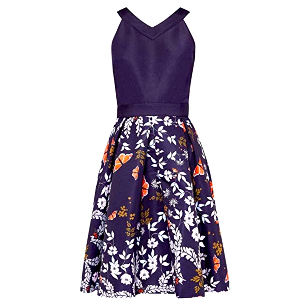 NWT Ted Baker London Kyoto Navy Halter Dress
